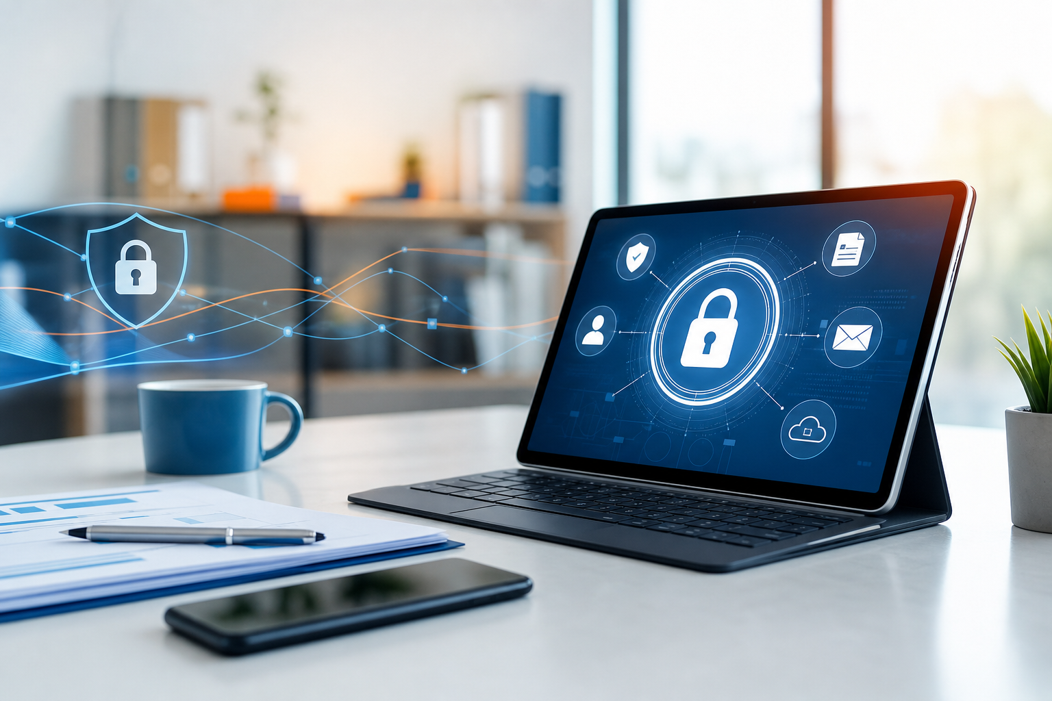 Secure data privacy concept on a modern business device